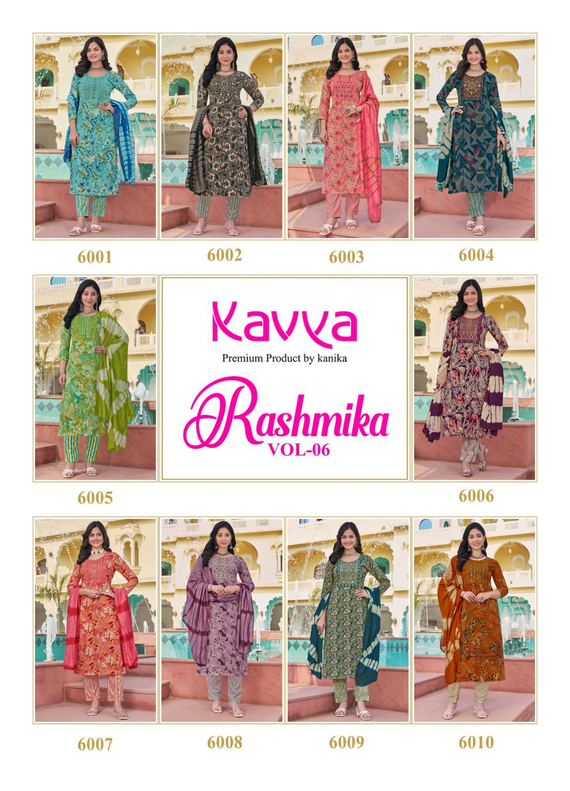 Rashmika Vol 6 By Kavya Rayon Foil Printed Kurti With Bottom Dupatta Wholesale Price