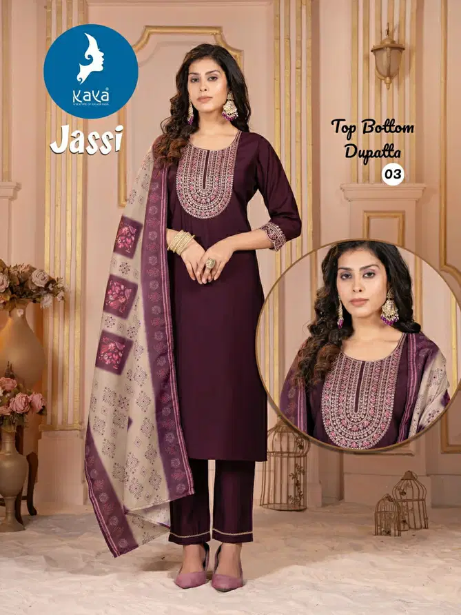 Jassi By Kaya Roman Silk Kurti With Bottom Dupatta Wholesale Shop In Surat