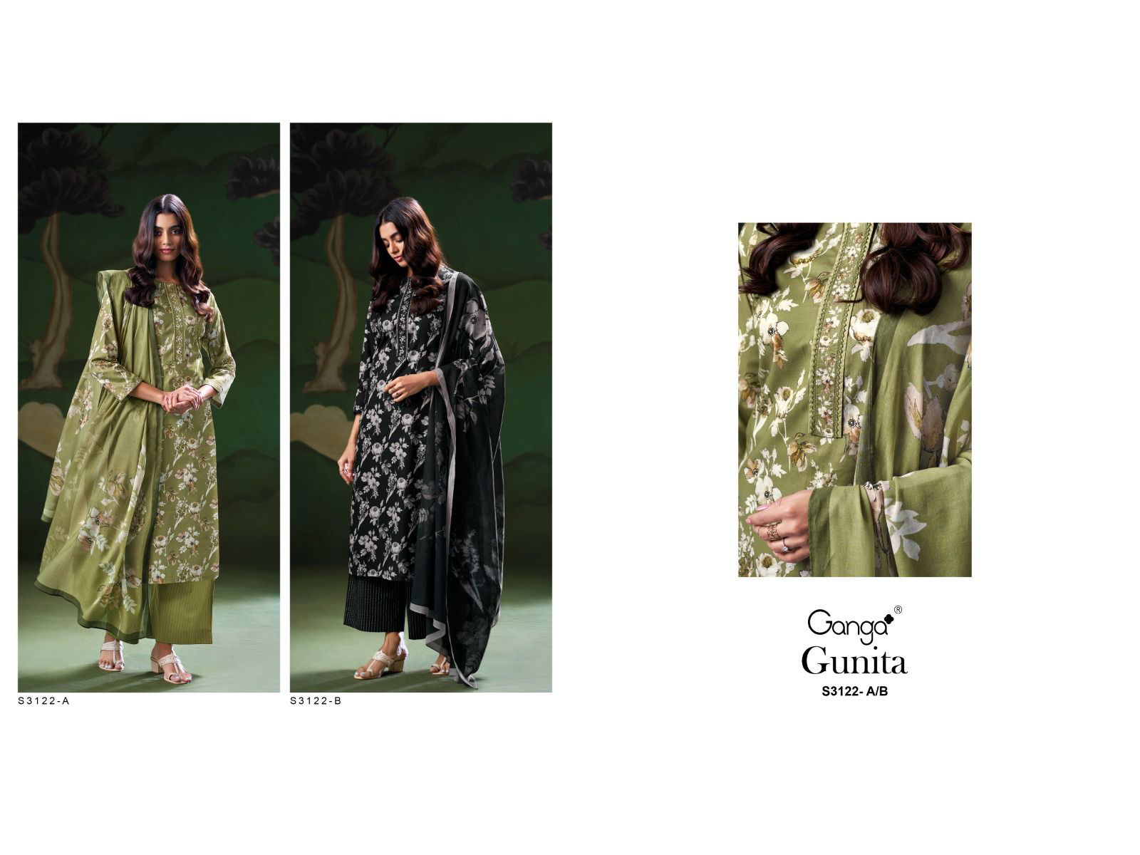 Gunita 3122 By Ganga Cotton Designer Dress Material Orders In India