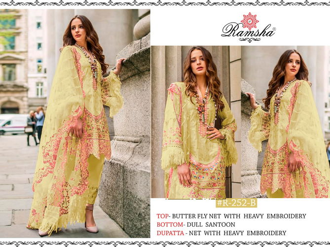 Ramsha R 252 Nx Latest Heavy Festive Wear Fancy Butterfly Net With Embroidery Pakistani Salwar Suits Collection
