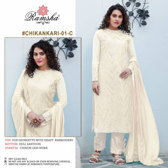 Ramsha Chikankari 01 Nx Designer Ethnic Wear Pakistani Salwar Kameez Collection