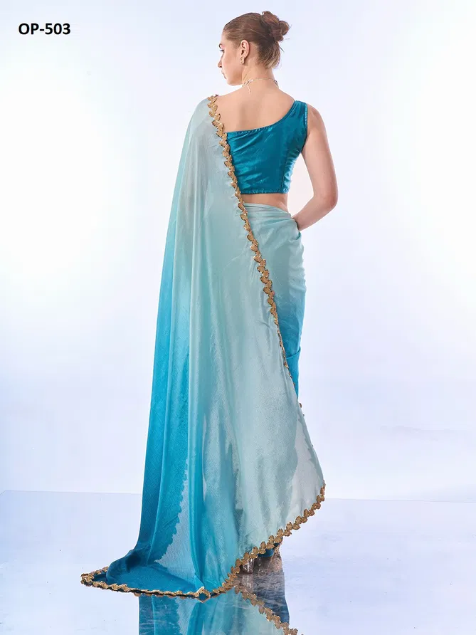 Laxminam OP 503 Chinon Designer Party Wear Sarees Suppliers In India