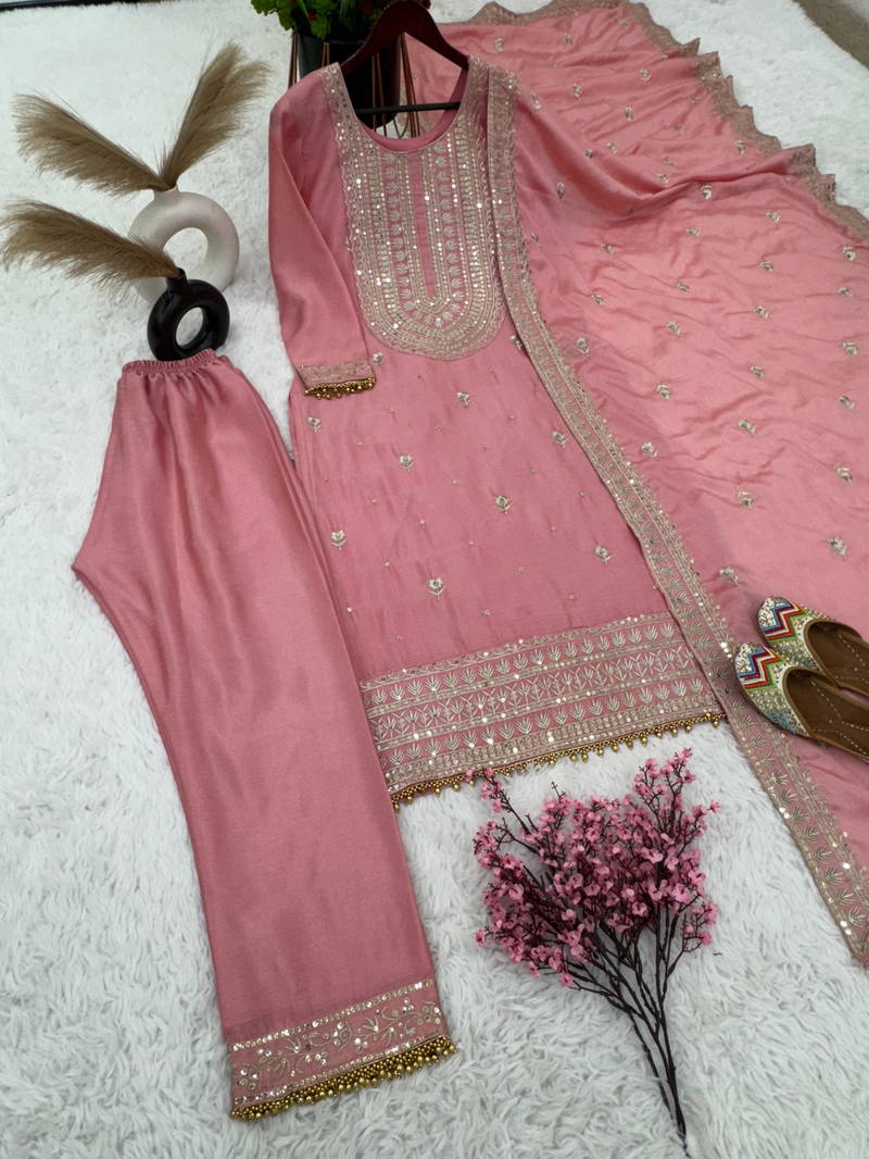 Nsr 814 Designer Pure Heavy Chinnon Silk Readymade Suit Manufacturers