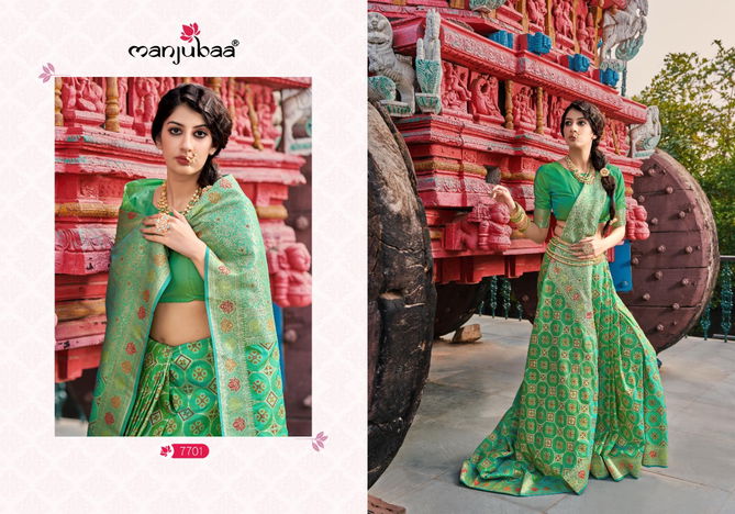 Manjubaa Minnal Silk Latest Fancy Festive Wear Designer Banarasi Saree Collection