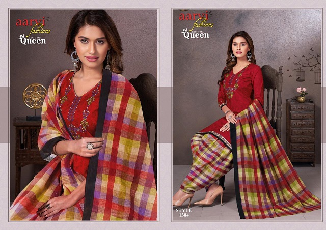 Aarvi Queen 3 Latest fancy regular Wear Pure Cotton Cambric Dress Material Collection
