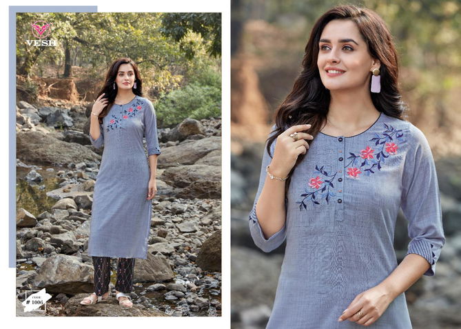 Vesh Saheli Latest Fancy Designer Casual Wear Rayon Worked  Kurtis With Bottom Collection
