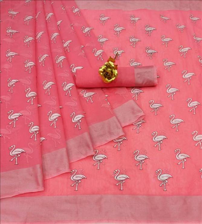 Linen Chakli Latest Casual Regular Wear Printed Cotton Linen Saree Collection