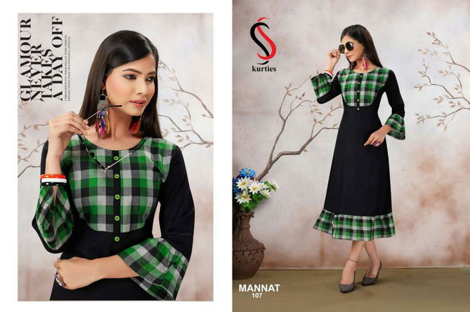 Ss Mannat Latest Beautiful Hand And Neck Designer Daily Wear Anarkali Style Kurti Collection 