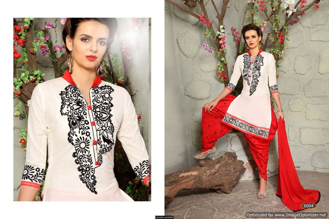 Latest Designer Embroidered Punjabi Dress Material With Nazmeen Dupatta 