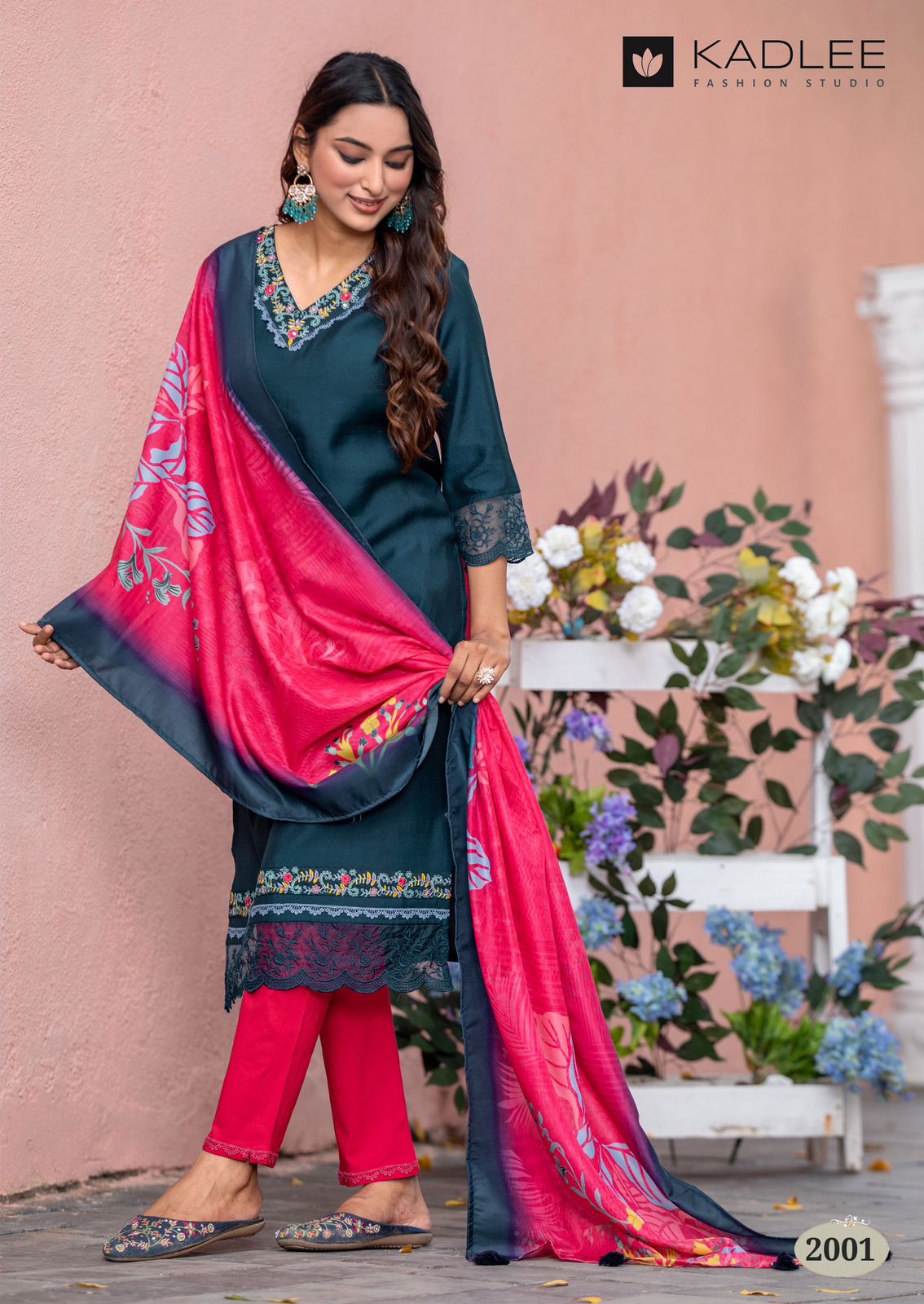 Rivanta By Kadlee Viscose Weaving Kurti With Bottom Dupatta Wholesale Online