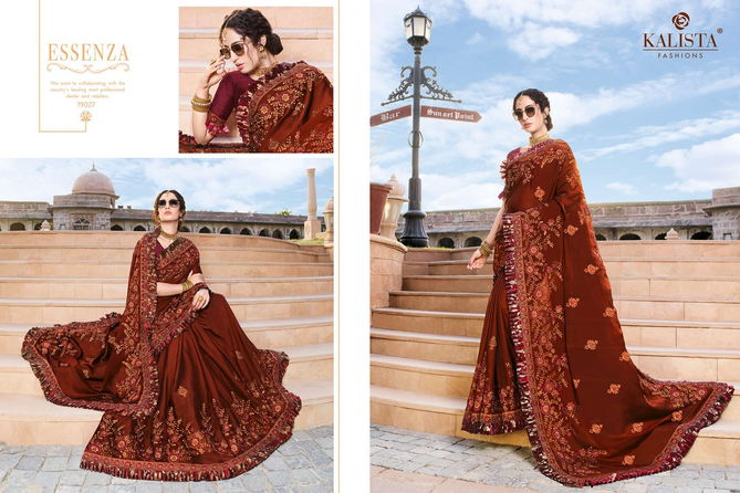 Kalista Ruaab Latest Designer Festive Wear Embroidery Work Georgette And Vichitra Silk Saree Collection 