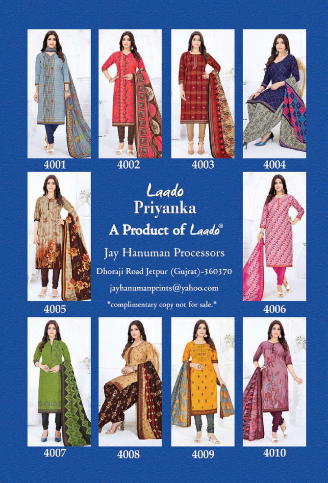 Laado Priyanka Vol 4 Latest Pure Cotton Printed Casual Wear Dress Material Collection 