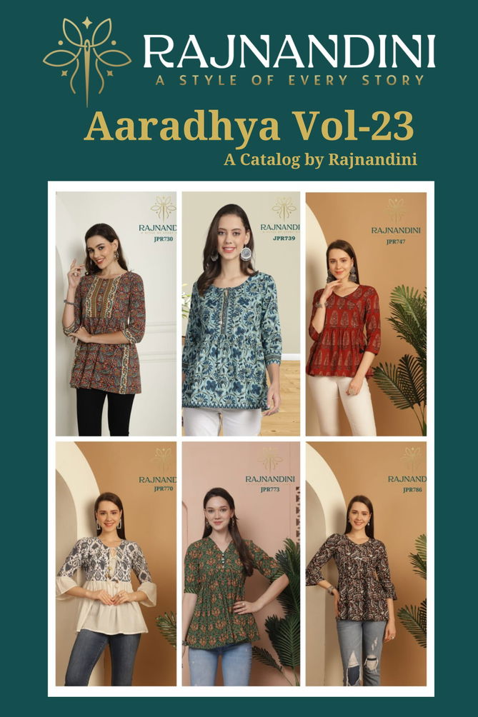 Aaradhya Vol 23 By Rajnandini Cambric Cotton Printed Tops Orders In India