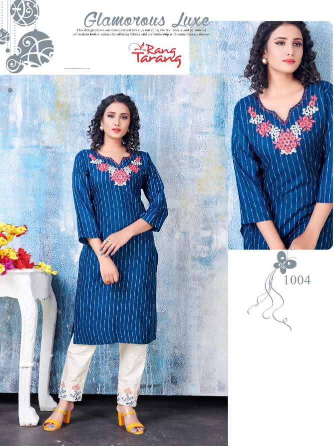 Rang Tarang Sakhi Latest Festive Wear Embroidery Work Designer Rayon Kurtis Collection
