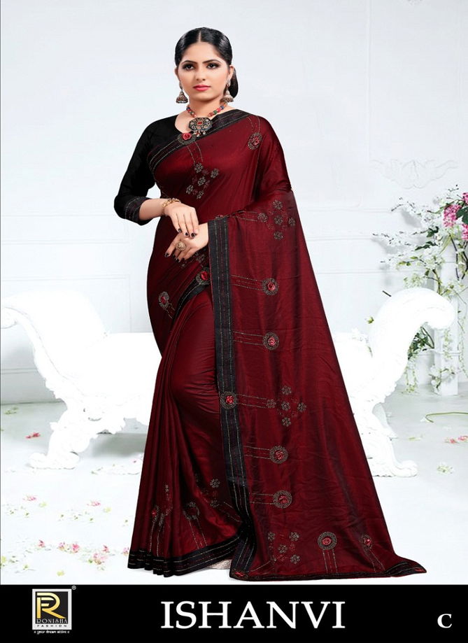 Ronisha Ishanvi Embroidery Worked Festive Wear Designer Sarees Collection