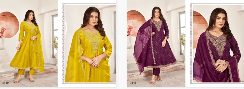 3140 and 3141 By Ladies Flavour Roman Slik Readymade Suits Wholesale Online