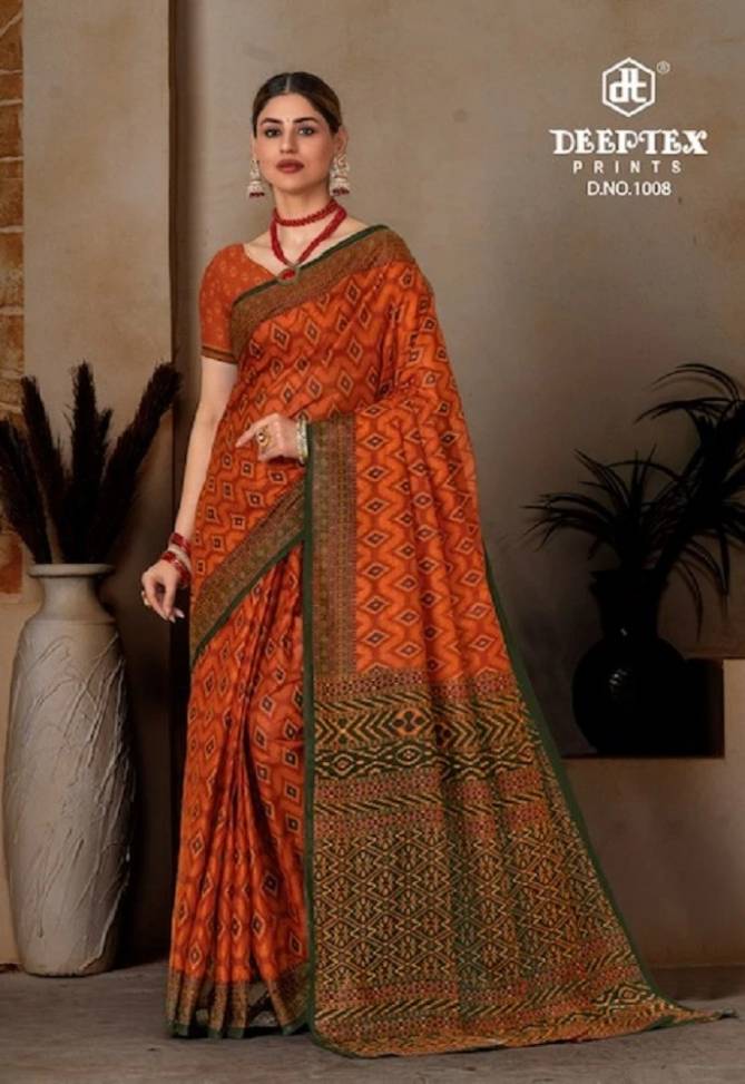 Prime Time Vol 10 By Deeptex 1001 To 1010 Series Cotton Saree Wholesale Market In Surat