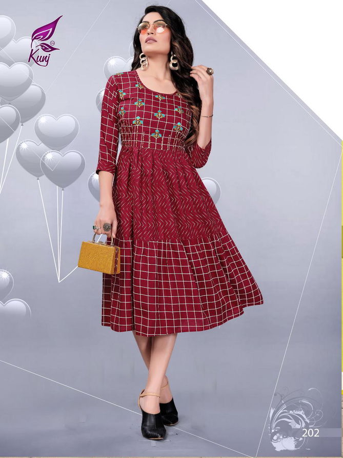 Kunj Kivi 2 Latest Fancy Ethnic Wear Anarkali Printed Rayon Kurtis Collection