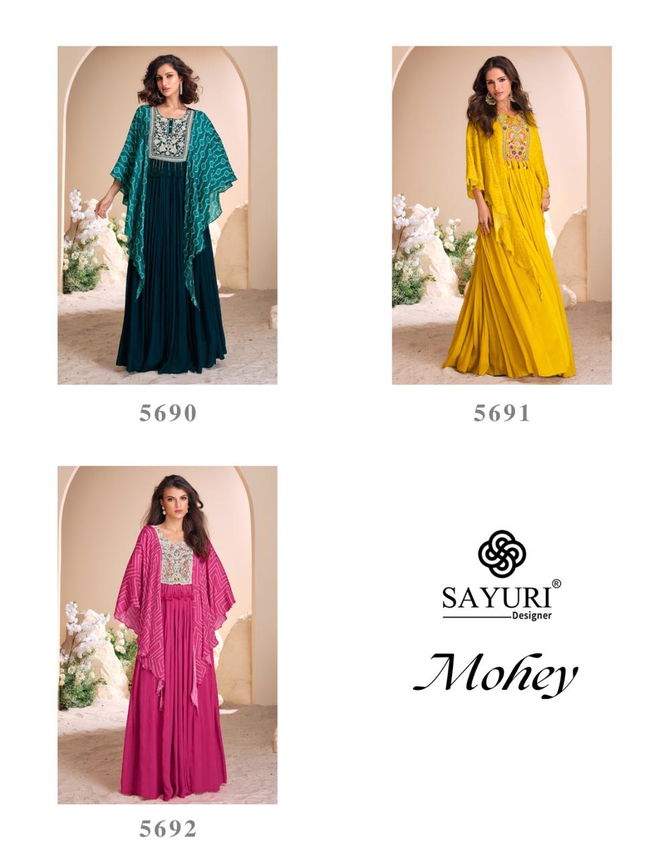 Mohey By Sayuri Designer Chinon Silk Embroidered Fancy Gown Wholesale In India