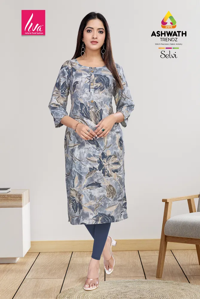 2 Selvi Ultra Premium Rayon Foil Printed Kurti Wholesalers In Delhi