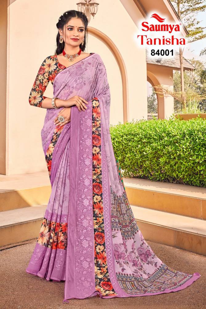 Tanisha By Saumya Printed Weightless Saree Suppliers In India