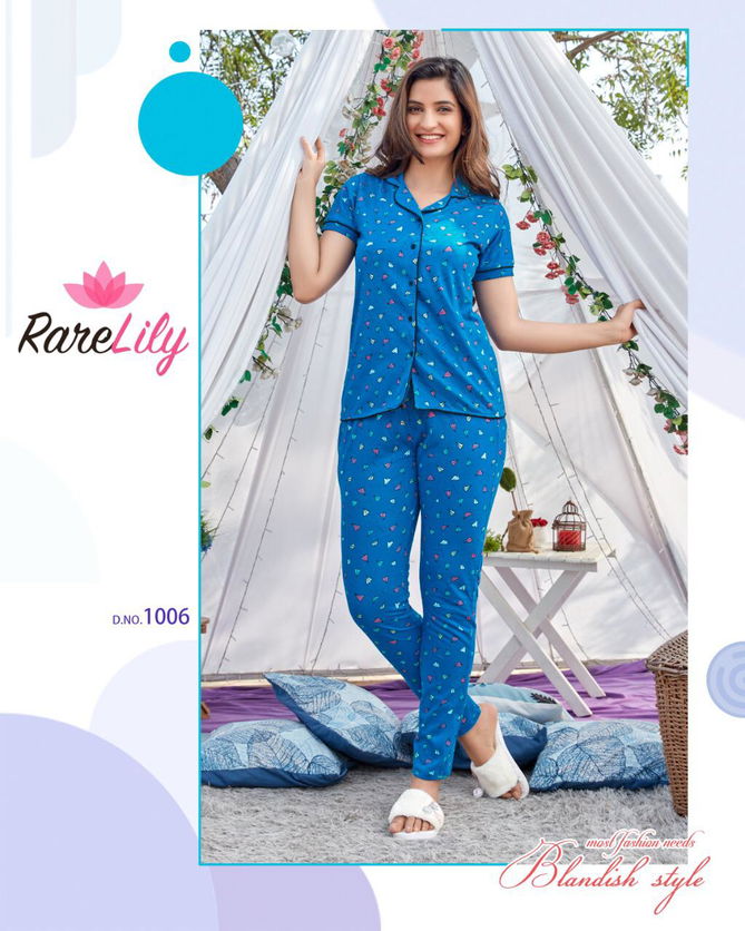 Zil Mil 4 Premium Night Wear Hosiery Pure Cotton Night Suit With Pant Collection
