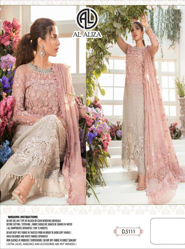 Al Aliza Embroidered Mariya 5111 Festive Wear Net With Embroidery Work Pakistani Salwar Kameez
