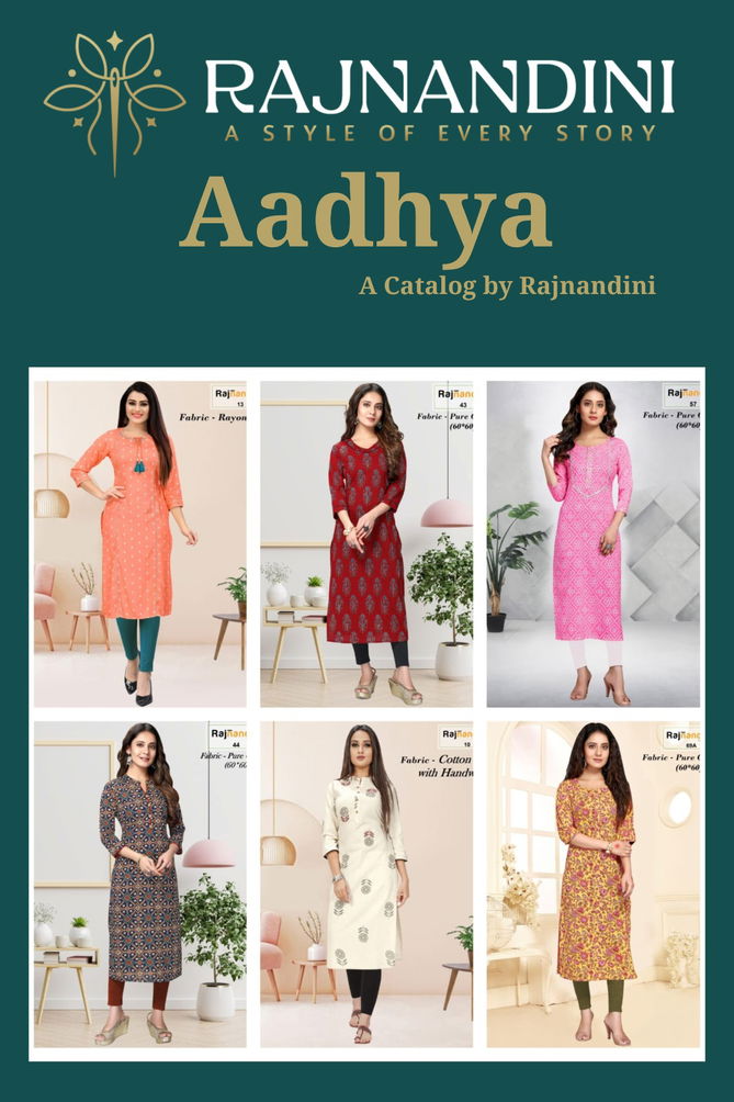 Aadhya By Rajnandini Printed Cotton Kurti Wholesale Online