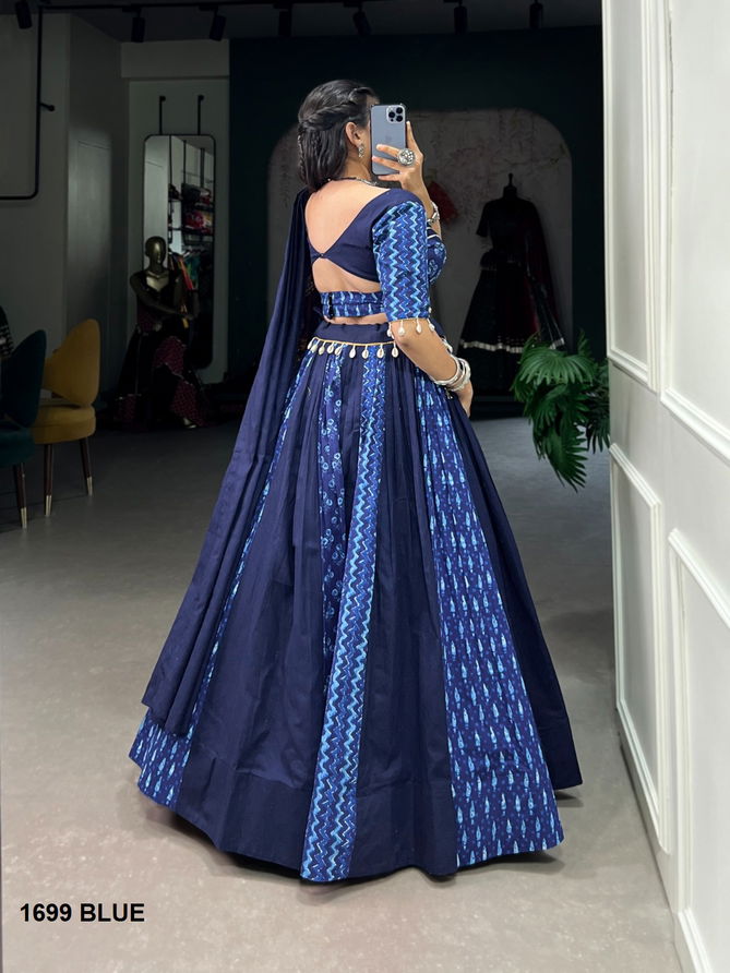 Aawiya 1699 Blue Pure Cotton Navaratri Lehenga Choli Wholesalers In Delhi