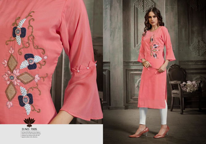 Amaaya Dazzle Latest Designer Embroidery Work Kurti Masleen Collection
