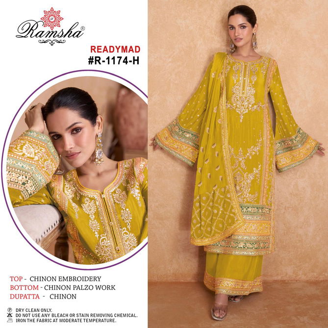 R 1174 Nx By Ramsha Chinon Pakistani Readymade Suits Orders In India