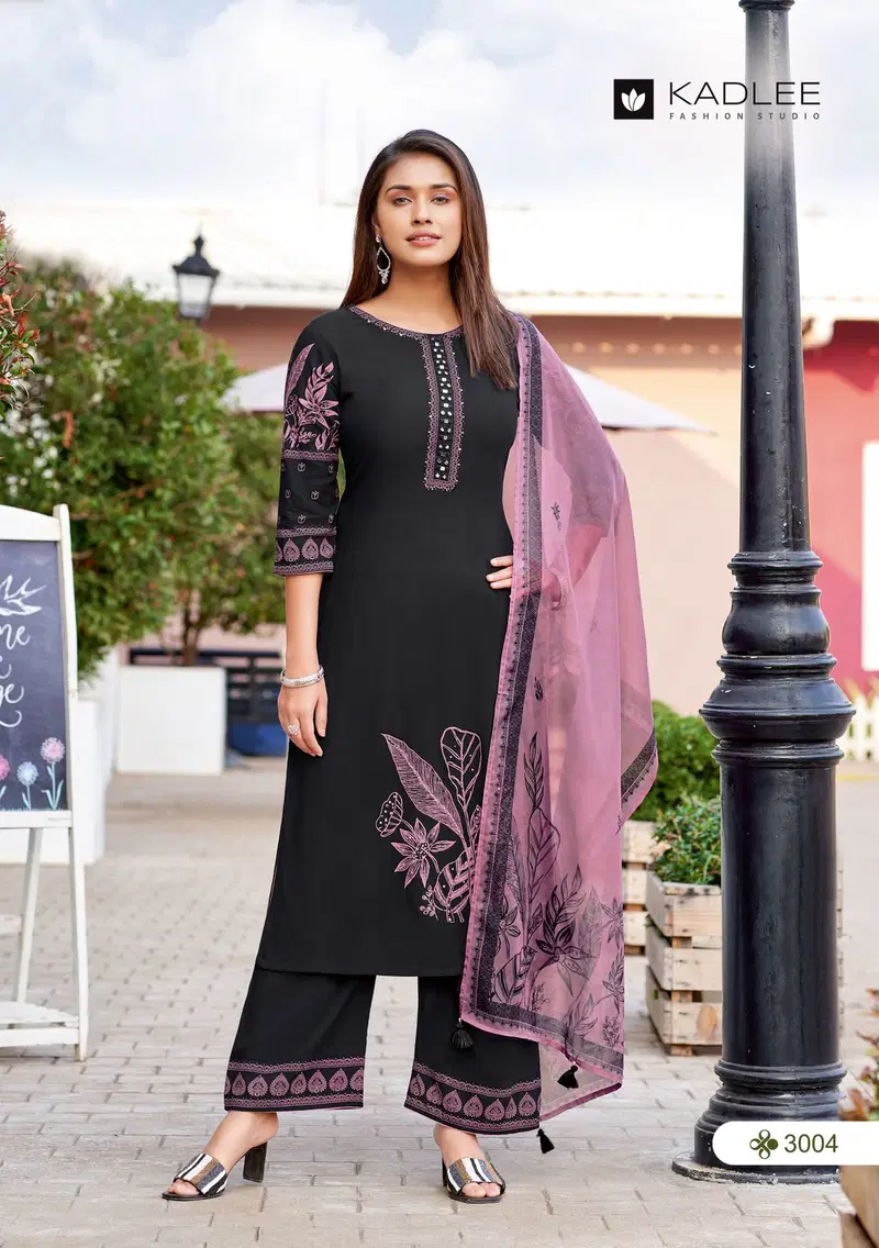 Kamyaa By Kadlee Rayon Printed Designer Kurti With Bottom Dupatta Orders In India