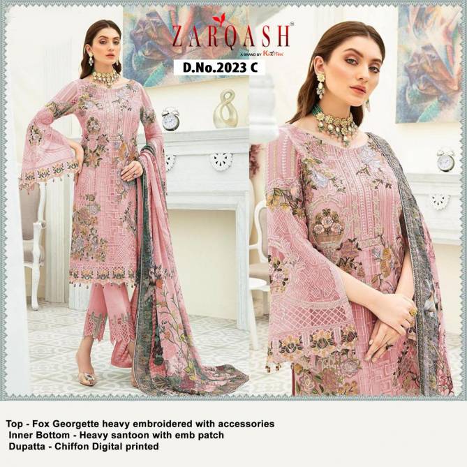 Zarqash Dynamic Fancy Designer Exclusive Premium Festive Wear Georgette Heavy Embroidered With Accessories Pakistani Suits
