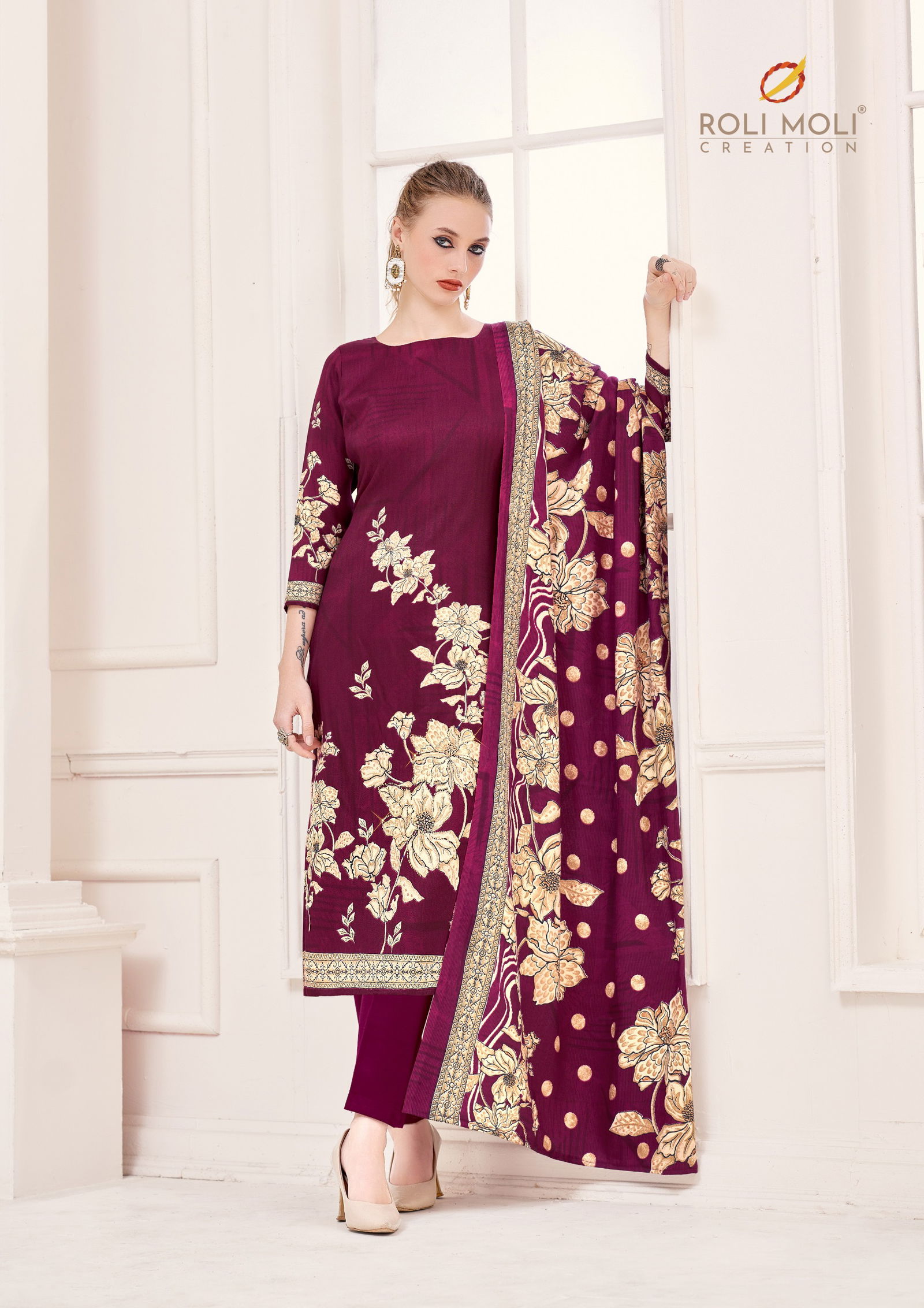 Nusrat By Roli Moli Pashmina Printed Dress Material Suppliers In India