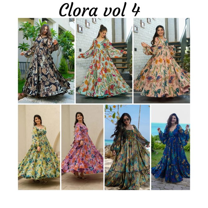 Clora Vol 4 By Lucaya Printed Ethnic Wear Flair Gown Online Wholesale