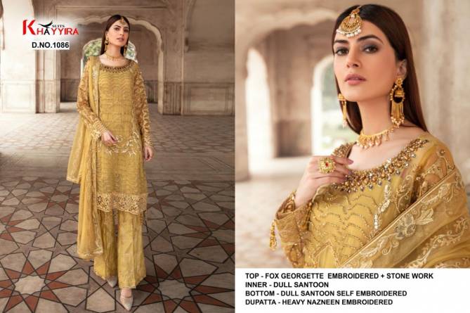 Khayyira Zebtan Fancy Festive Wear Faux Georgette Embroidery And Stone Work Pakistani Salwar Suits Collection