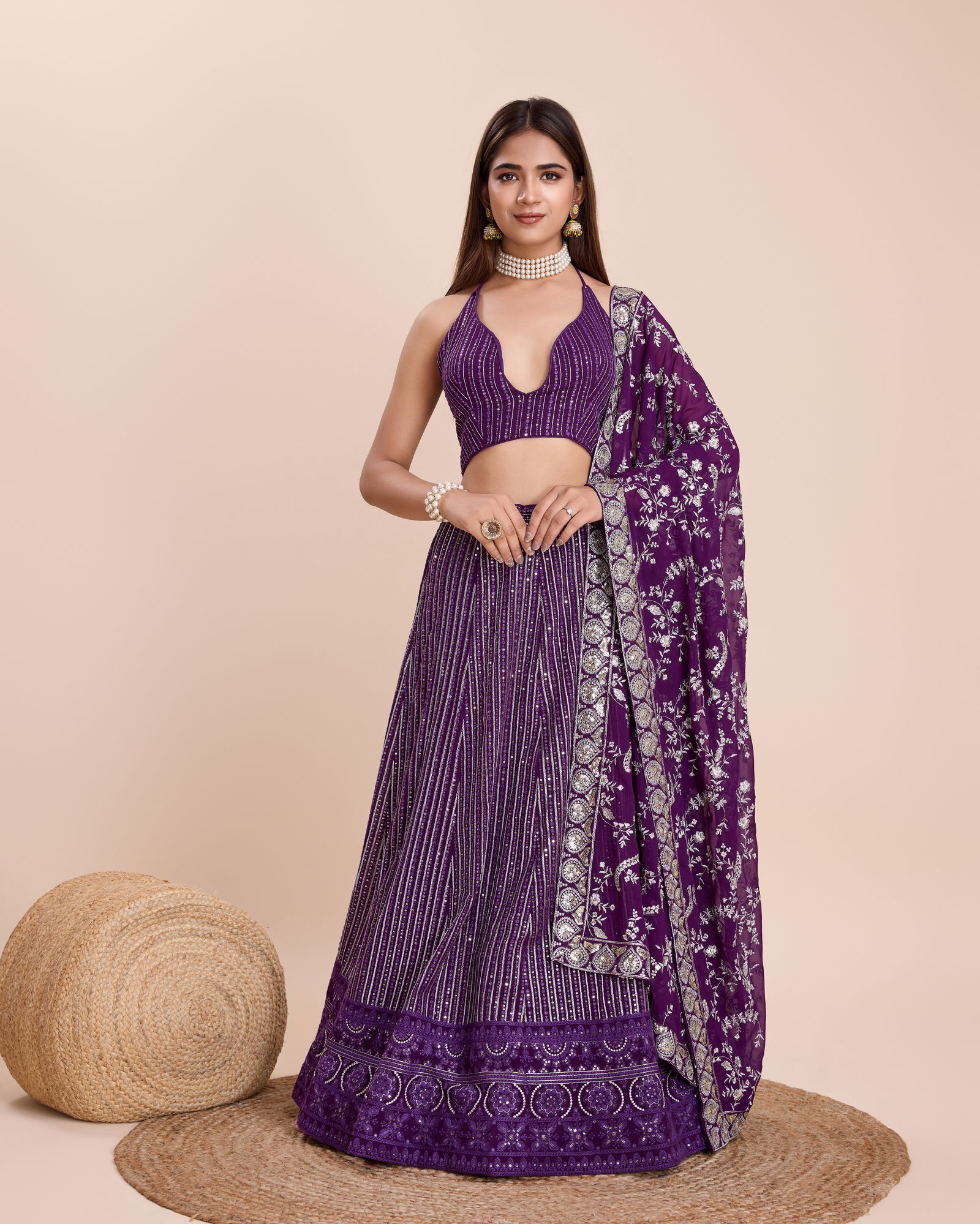 DZ 2234 Purple Faux Georgette Party Wear Lehenga Choli Wholesale Price In Surat