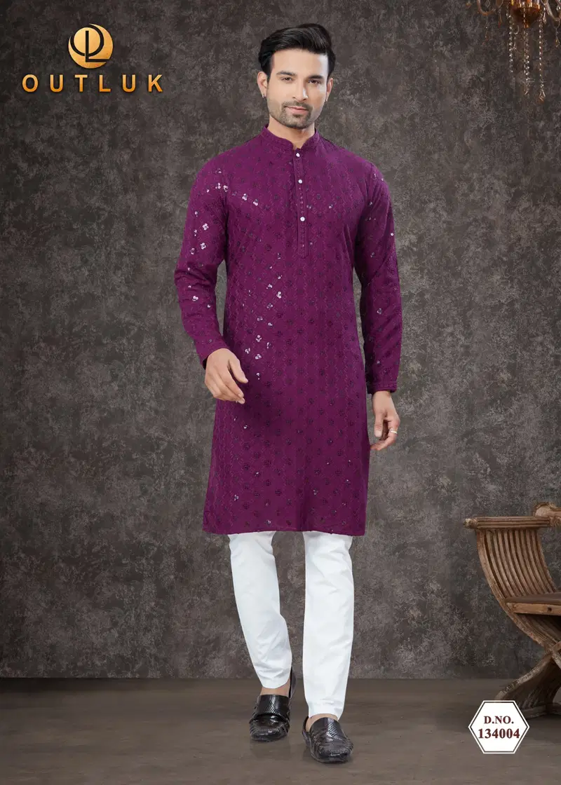 Outluk Vol 134 Rayon Sifly Lakhnawi Mens Kurta Pajama Wholesale In India