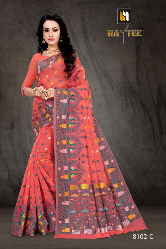 Haytee Bomkai 8102 New Launch Of Designer Daily Wear Cotton Silk Saree Collection With Beautiful Print