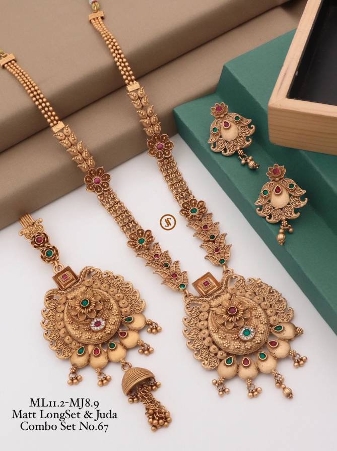 ML 11 Matte Golden Wholesale Long Set With Juda Combo Set in India
