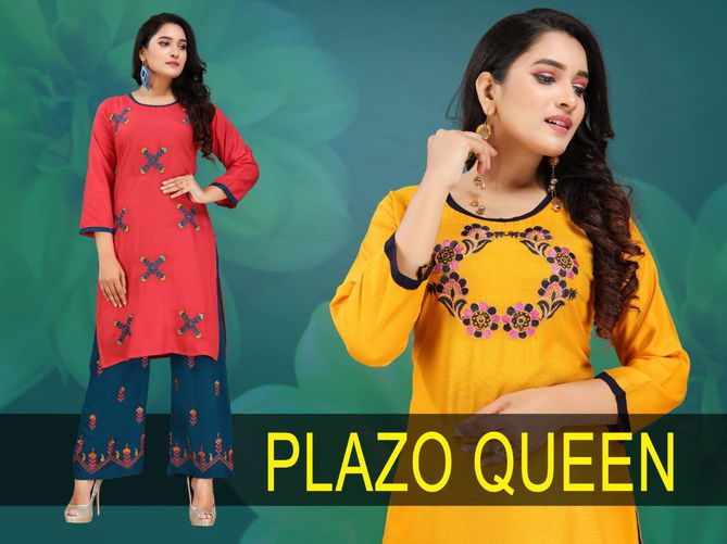 Plazo Queen Latest Collection Of New Fancy Designer Party Wear Embroidered Kurtis With Plazo