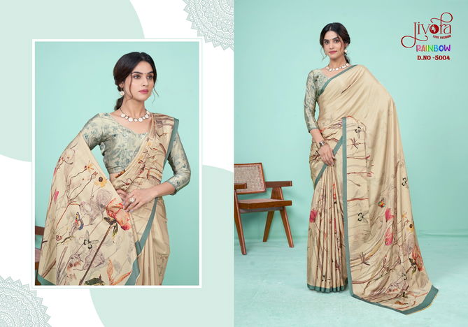 Ranibow By Jivora Crepe Digital Printed Daily Wear Saree Exporters In India