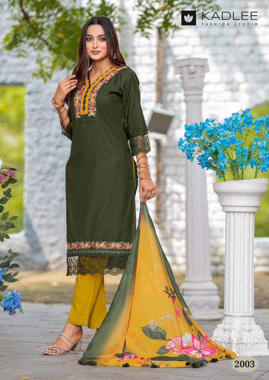 Rivanta By Kadlee Viscose Weaving Kurti With Bottom Dupatta Wholesale Online