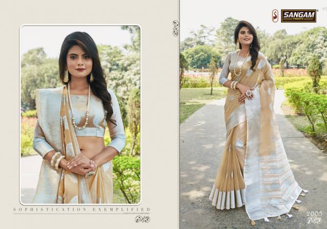 Sangam Pankhudi 3 Latest Fancy Casual Wear Linen Cotton Printed Sarees Collection

