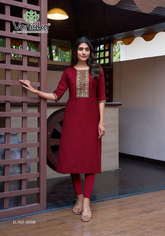 Five Star Vol 1 By Vaniska Vatican Silk Embroidery Kurtis Suppliers In India