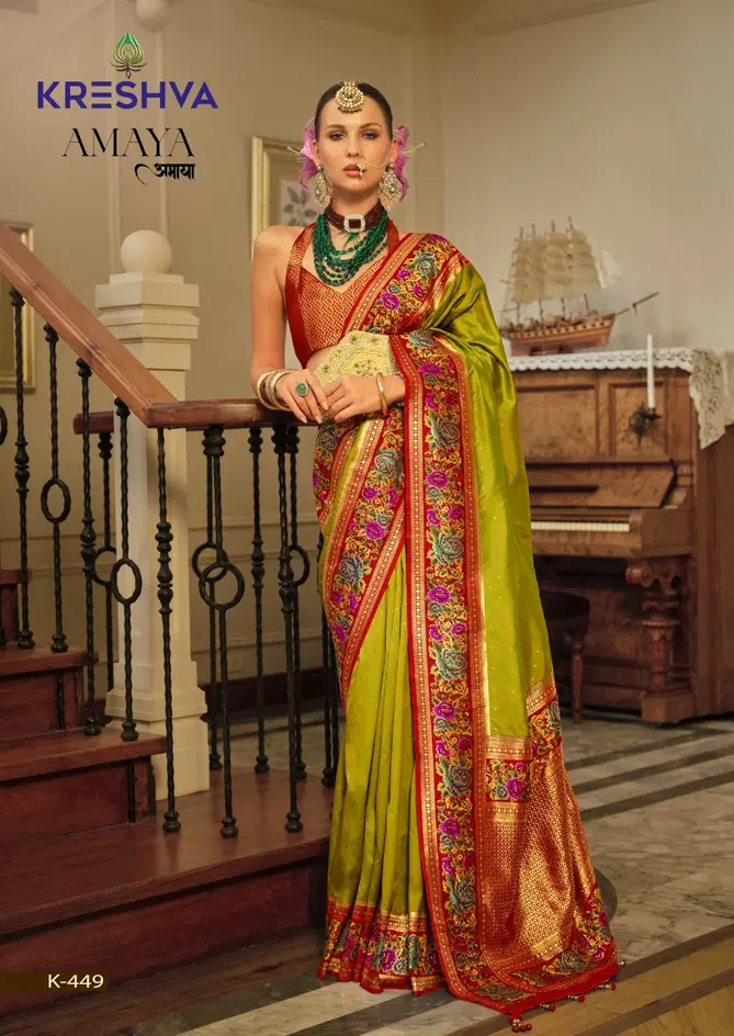 Amaya By Kreshva Banarasi Silk Wedding Wear Sarees Wholesale Shop In Surat