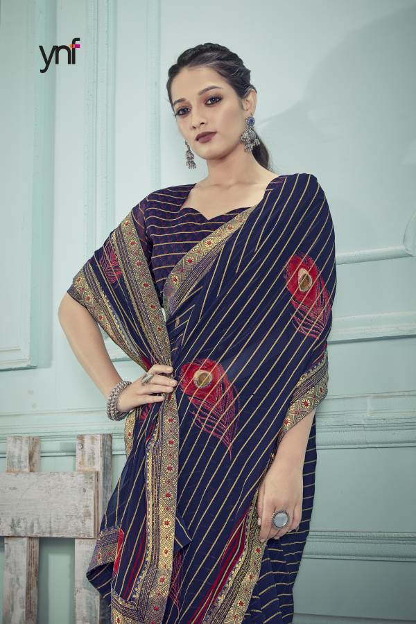 Ynf Morpankh Banaras Fancy Party Wear Georgette Designer Saree Collection