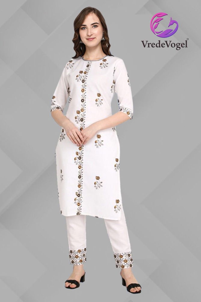 Vv Fabulous Latest Designer Casual Wear Cotton Embroidery Kurtis With Bottom Collection
