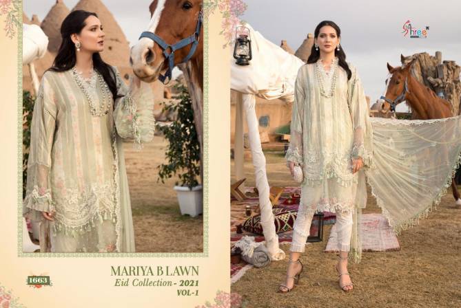 Shree Mariya B Lawn Eid Collection 2021 Vol 1 Latest Fancy Designer Festive Wear Pure Cotton Printed Pakistani Salwar Suits Collection
