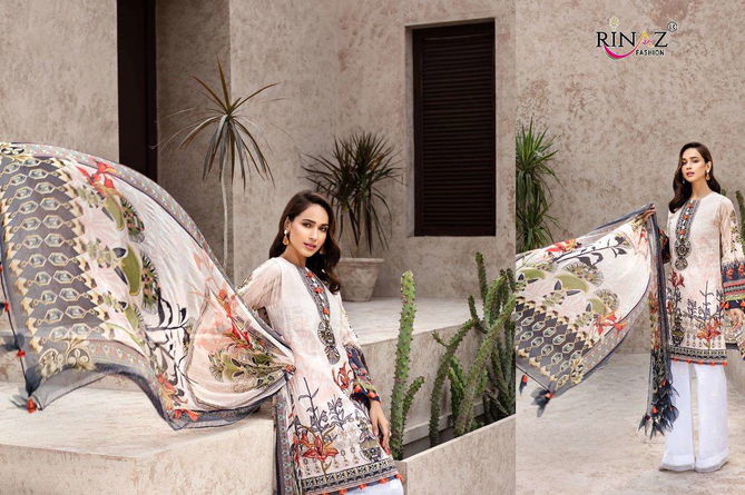 Rinaz Iris Lwn 2020 Jam Silk Digital Print with self Embroidery Work Top With Cotton Dupatta and Bottom Pakistani Suits Collection